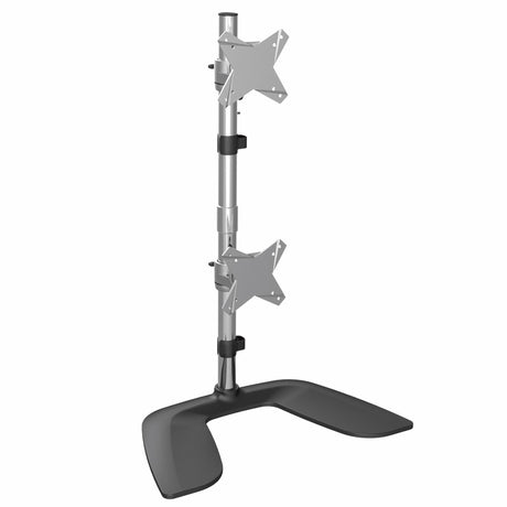 STARTECH Vertical Dual Monitor Stand - Ergonomic Desktop Stacked Two Monitor Stand up to 27" VESA Mount Displays - Free Standing Universal Monitor Mount - Height Adjustable - Silver (ARMDUOVS) (ARMDUOVS)