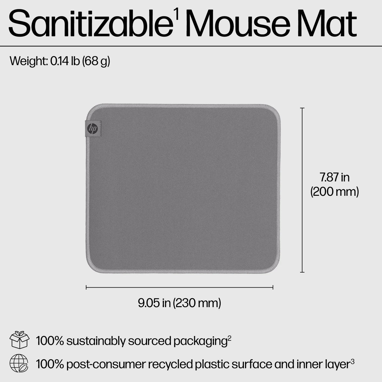 HP 100 Sanitizable Mouse Pad – Medium / Cloth / Rubber Base – Office Mouse Pad