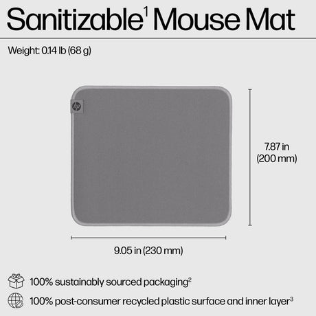 HP 100 Sanitizable Mouse Pad – Medium / Cloth / Rubber Base – Office Mouse Pad