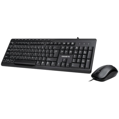 GIGABYTE Keyboard: 440(L)*153(W)*25(H)mm | Mouse: 105(L)*62(W)*41(H)mm | Keyboard: 488g±10g | Mouse: 83±5g | 1000dpi | 1.5 m cable (KM6300)