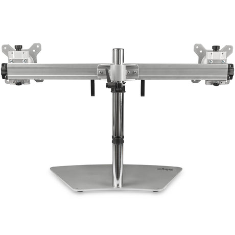 STARTECH Dual Monitor Stand - Ergonomic Free Standing Dual Monitor Desktop Stand for two 24" VESA Mount Displays - Synchronized Height Adjustable - Double Monitor Pole Mount - Silver (ARMDUOSS) (ARMDUOSS)
