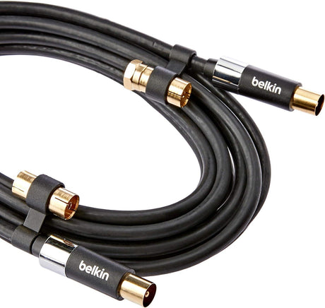 BELKIN 110db 5M COAXIAL ANTENNA CABLE, GOLD PLATED, 4K, INCLUDE MALE/FEMALE ADAPTERS