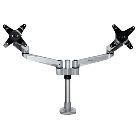 STARTECH Desk Mount Dual Monitor Arm - Premium Articulating Monitor Arm - up to 30” VESA Mount Displays - Height Adjustable Monitor Mount - Rotate|Tilt|Swivel - Clamp|Grommet - Silver (ARMDUALPS) (ARMDUALPS)