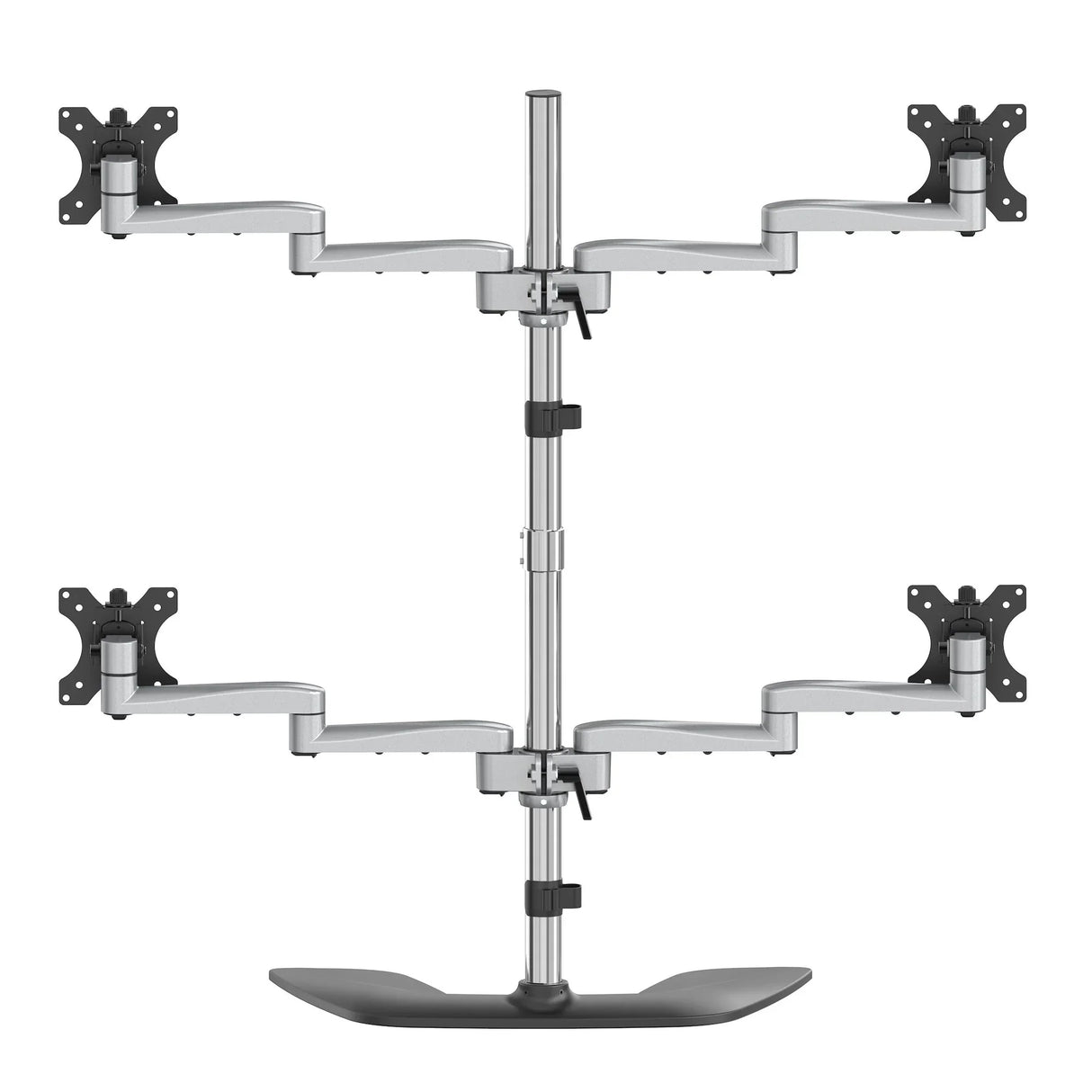 STARTECH Desktop Quad Monitor Stand - Ergonomic VESA 4 Monitor Arm (2x2) up to 32" - Free Standing Articulating Universal Pole Mount - Height Adjustable|Tilt|Swivel|Rotate - Silver (ARMQUADSS) (ARMQUADSS)