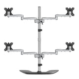 STARTECH Desktop Quad Monitor Stand - Ergonomic VESA 4 Monitor Arm (2x2) up to 32" - Free Standing Articulating Universal Pole Mount - Height Adjustable|Tilt|Swivel|Rotate - Silver (ARMQUADSS) (ARMQUADSS)