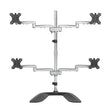 STARTECH Desktop Quad Monitor Stand - Ergonomic VESA 4 Monitor Arm (2x2) up to 32" - Free Standing Articulating Universal Pole Mount - Height Adjustable|Tilt|Swivel|Rotate - Silver (ARMQUADSS) (ARMQUADSS)