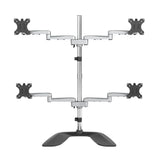 STARTECH Desktop Quad Monitor Stand - Ergonomic VESA 4 Monitor Arm (2x2) up to 32" - Free Standing Articulating Universal Pole Mount - Height Adjustable|Tilt|Swivel|Rotate - Silver (ARMQUADSS) (ARMQUADSS)