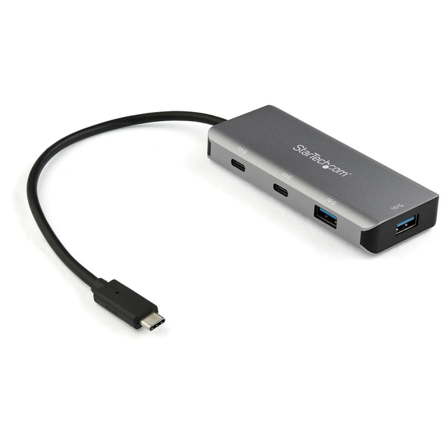 STARTECH 4 Port USB C Hub w| 2x USB A & 2x USB C - SuperSpeed 10Gbps USB Type-C 3.1|3.2 Gen 2 Hub - USB Bus Powered - Portable USB-C to USB Adapter Hub - Aluminum - 9.8" (25cm) Cable (HB31C2A2CB) (HB31C2A2CB)