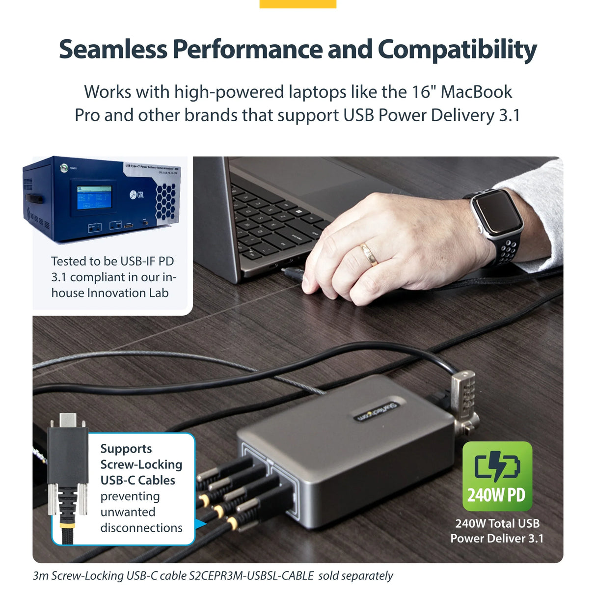 STARTECH.COM 424DAU-USB-C-CHARGER – 240W / 4-Port / GaN – USB-C Charger