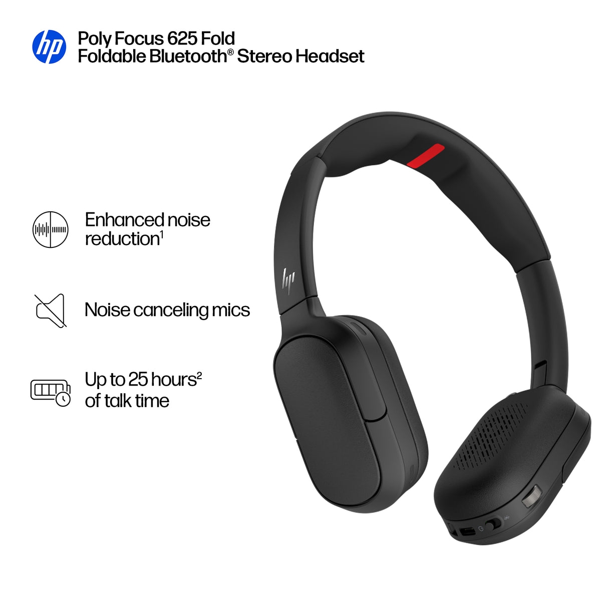 POLY FOCUS 625 – Bluetooth / Stereo / Office – Head-band Headset with ANC