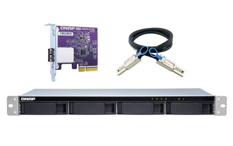 QNAP 4x 2.5"|3.5" SATA | 1 x SFF-8088 | 1U | 100W PSU | 100-240V | 3.98 kg (TL-R400S)
