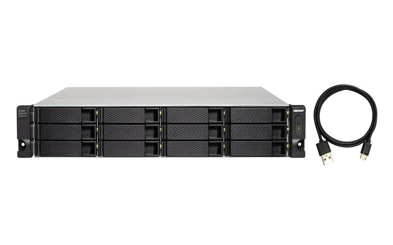 QNAP 12x 2.5"|3.5" SATA | 1x USB 3.2 Gen 2 Type-C | 2U | 250 W (x2) PSU | 100-240V | 11.03 kg (TL-R1200C-RP)