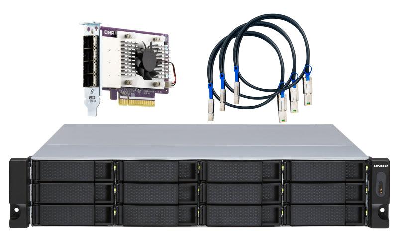 QNAP 12x 2.5"|3.5" SATA | 3 x SFF-8088 | 2U | 250 W (x2) PSU | 100-240V | 9.49 kg (TL-R1200S-RP)