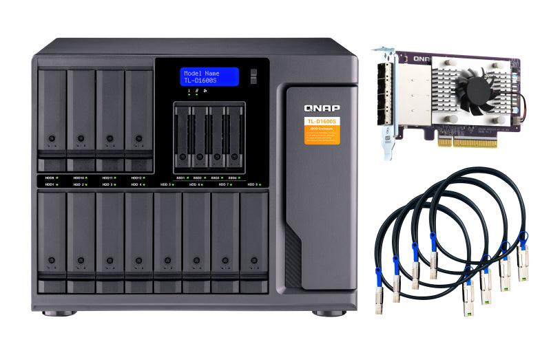 QNAP 12x 3.5" + 4x 2.5" SATA | 4x SFF-8088 | LCD | 250 W | 100-240V | 11.59 kg (TL-D1600S)