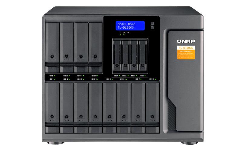 QNAP 12x 3.5" + 4x 2.5" SATA | 4x SFF-8088 | LCD | 250 W | 100-240V | 11.59 kg (TL-D1600S)