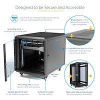 STARTECH 4-Post 15U Server Rack Cabinet | 19" Data Rack Cabinet for IT | Network Equipment | with Adjustable Mounting Rails (RK1536BKF)