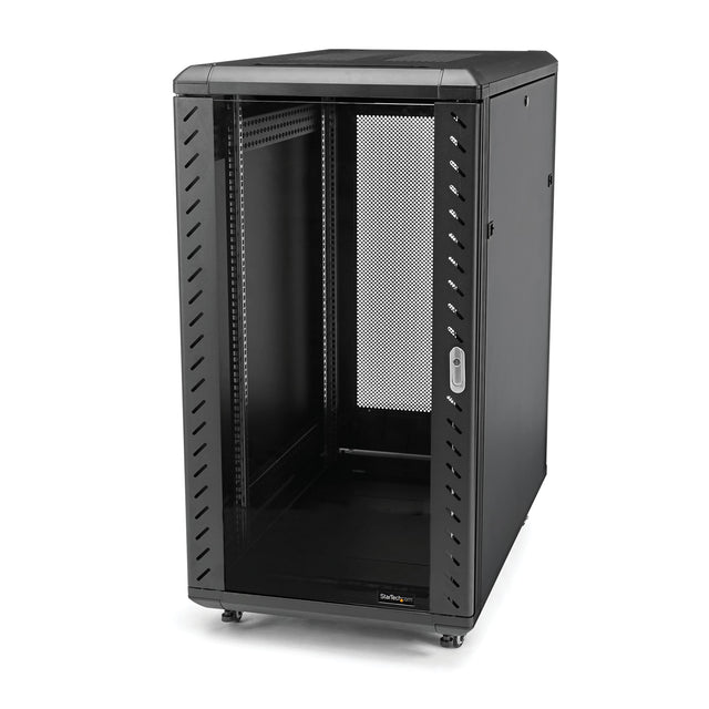 STARTECH 4-Post 18U Server Rack Cabinet | 19" Data Rack Cabinet for IT | Network Equipment | with Adjustable Mounting Rails (RK1836BKF)