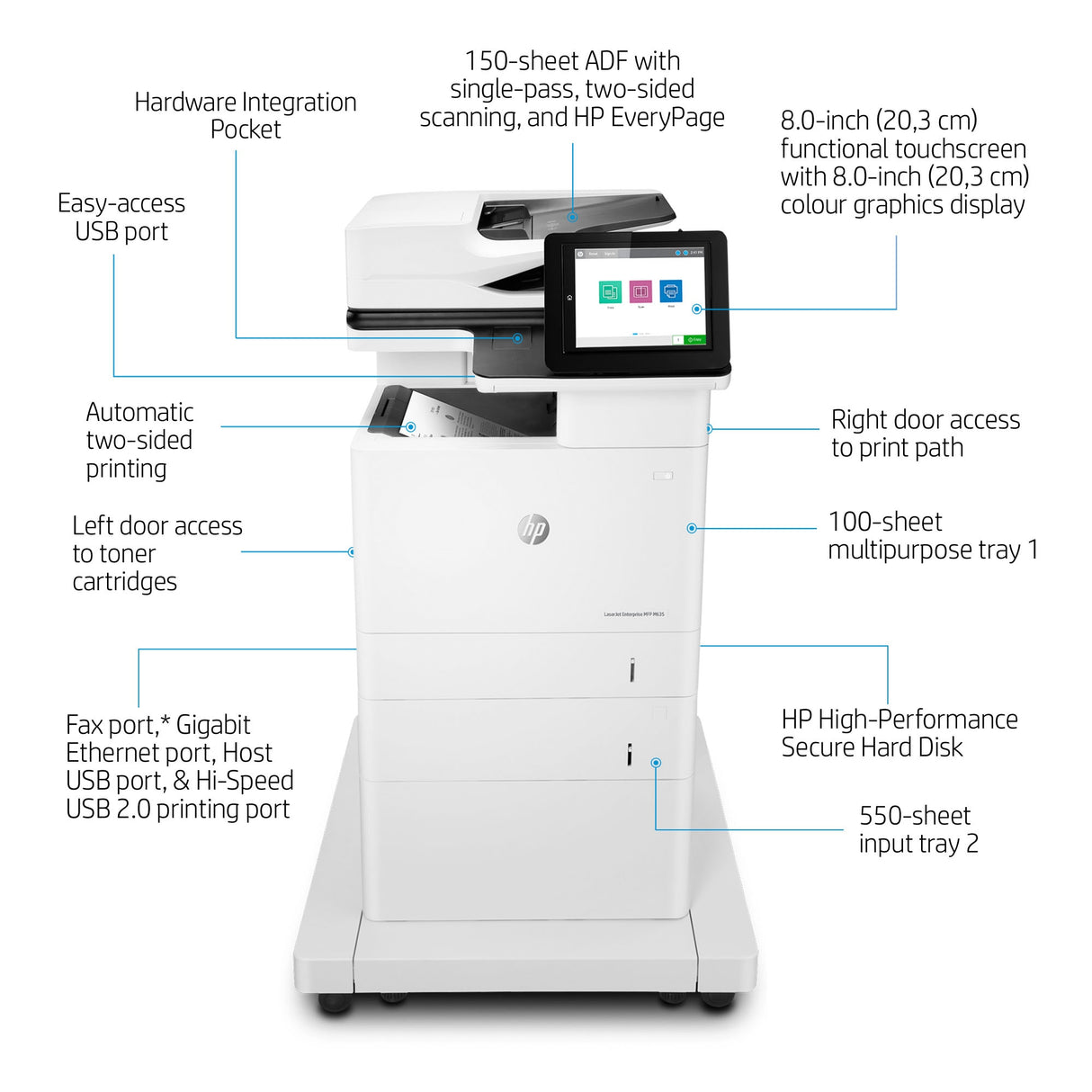 HP LaserJet Enterprise M635fht Multifunction Printer