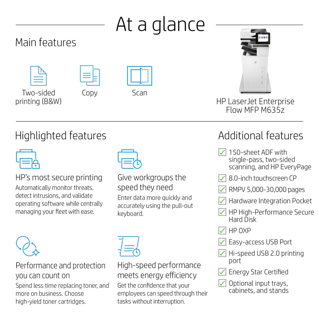 HP LaserJet Enterprise Flow M635z Multifunction Printer