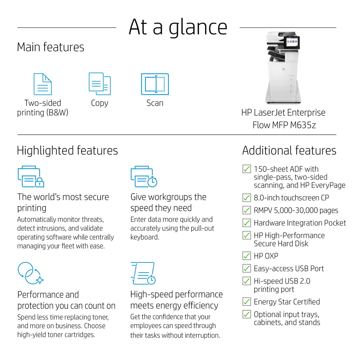 HP LaserJet Enterprise Flow M635z Multifunction Printer