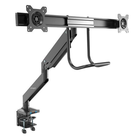 STARTECH Desk Mount Dual Monitor Arm with USB & Audio - Slim Full Motion Adjustable Dual Monitor VESA Mount for up to 32" Displays - Ergonomic Articulating - C-Clamp|Grommet (ARMSLIMDUAL2USB3) (ARMSLIMDUAL2USB3)
