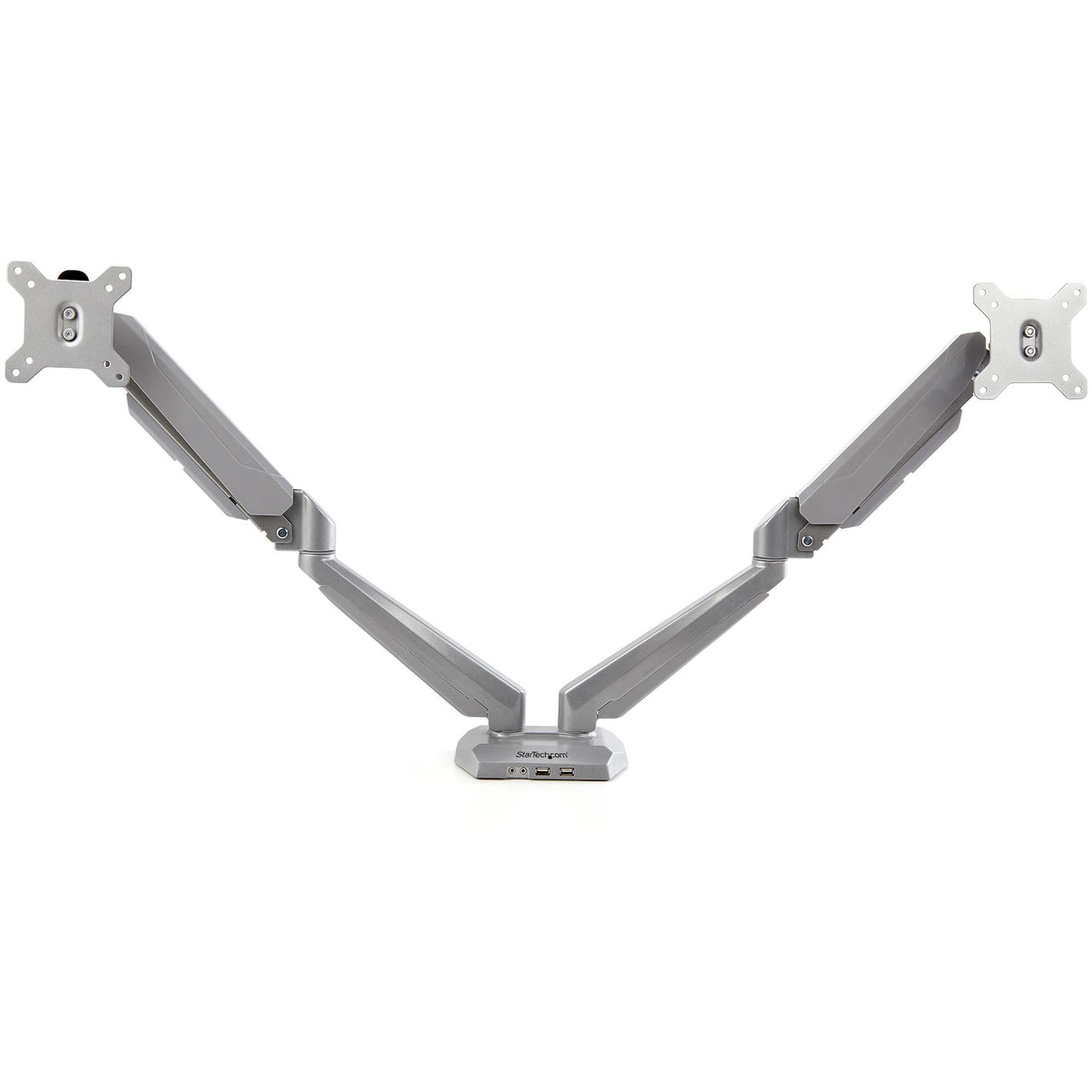 STARTECH Desk Mount Dual Monitor Arm with USB & Audio - Desk Clamp VESA Mount for up to 32" Displays - 2x USB | 2x 3.5mm audio - Ergonomic Full Motion Dual Monitor Arm - Silver (ARMSLIMDUOS) (ARMSLIMDUOS)