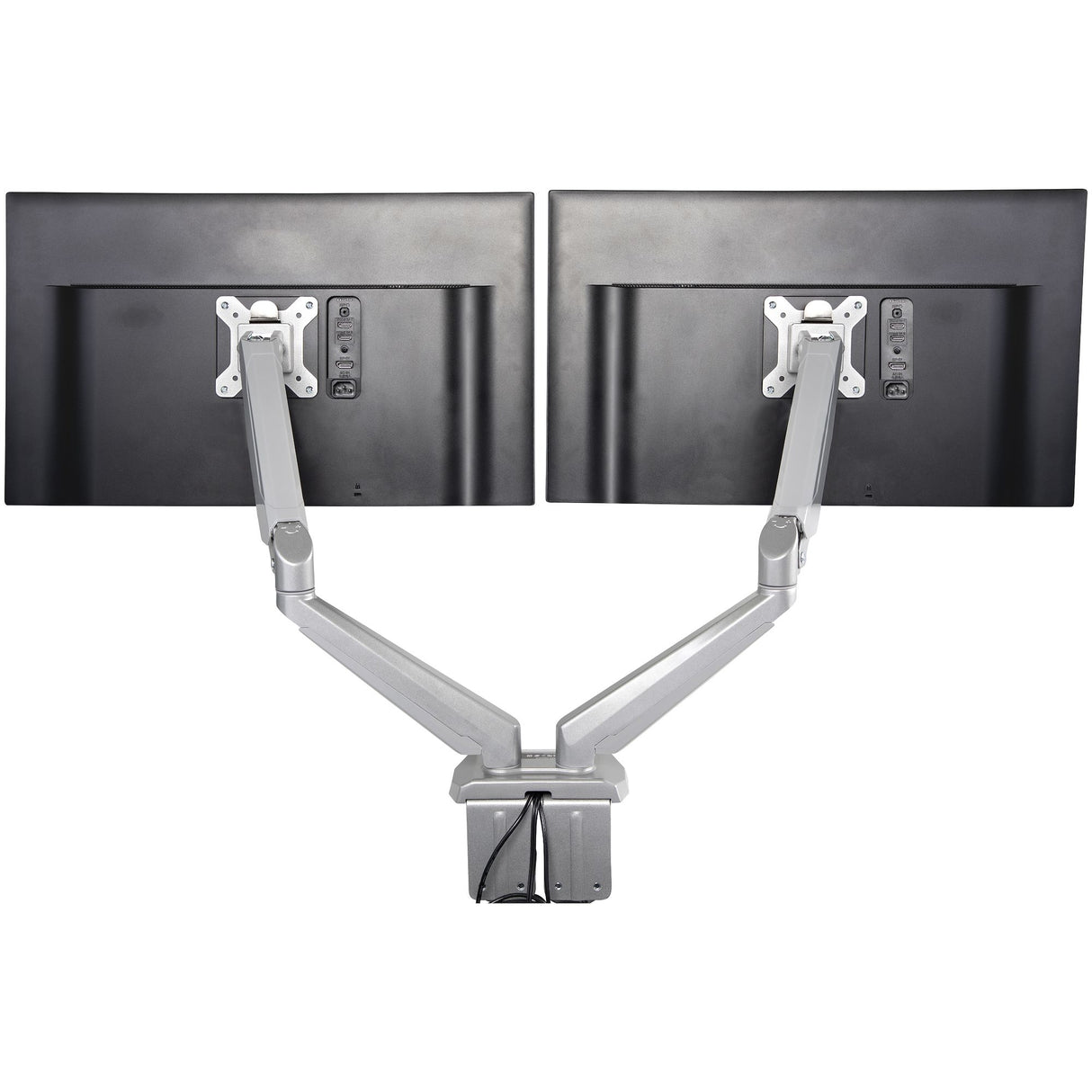 STARTECH Desk Mount Dual Monitor Arm with USB & Audio - Desk Clamp VESA Mount for up to 32" Displays - 2x USB | 2x 3.5mm audio - Ergonomic Full Motion Dual Monitor Arm - Silver (ARMSLIMDUOS) (ARMSLIMDUOS)