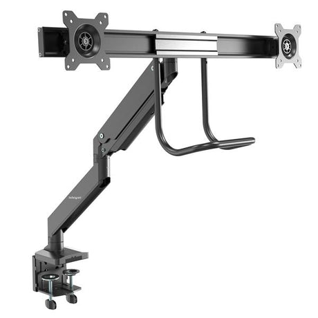 STARTECH Desk Mount Dual Monitor Arm - Ergonomic Dual Monitor VESA Mount 32" (17.6lb) Displays - Crossbar Handle for Synchronized Full Motion - Height Adjustable - C-Clamp|Grommet (ARMSLMBARDUO) (ARMSLMBARDUO)