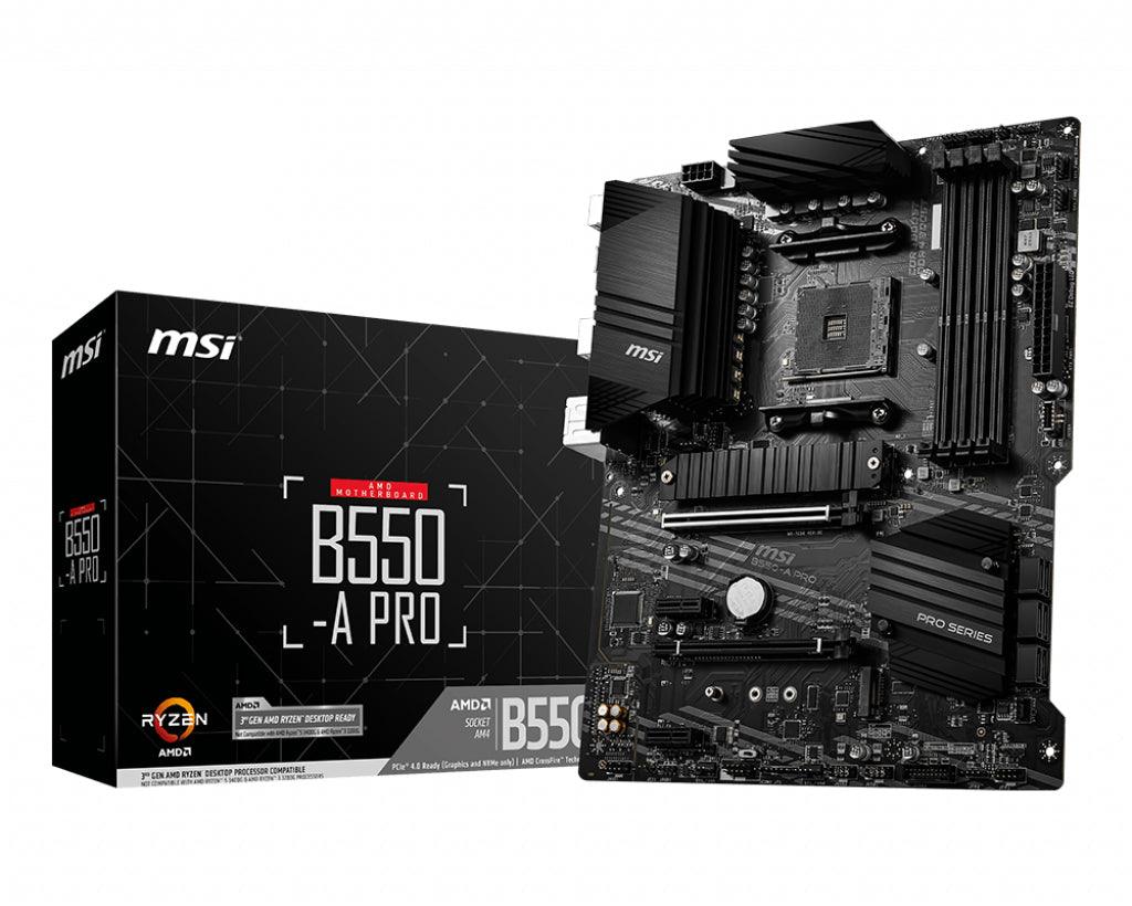 MSI AMD B550 | AM4 | 4x DDR4 | DP | SATA III | M.2 | USB 3.2 | 1G LAN | PS|2 | ATX | 305x244 mm (B550-A PRO)