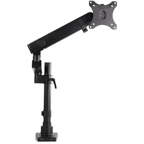 STARTECH Desk Mount Monitor Arm with 2x USB 3.0 ports - Pole Mount Full Motion Single Arm Monitor Mount for up to 34" VESA Display - Ergonomic Articulating Arm - Desk Clamp|Grommet (ARMPIVOT2USB3) (ARMPIVOT2USB3)