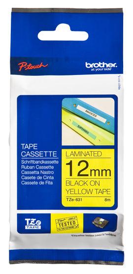 BROTHER 12 mm black on yellow tape | 8m (TZE-631)