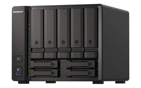 QNAP 5 x 3.5" | 4 x 2.5" | AMD Ryzen Embedded V1500B | 8 GB SO-DIMM DDR4 | 5GB Flash | 120W | 100 - 240V | 3.52 kg (TS-H973AX-8G)