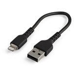 STARTECH 6" (15cm) Durable Black USB-A to Lightning Cable - Heavy Duty Rugged Aramid Fiber USB Type A to Lightning Charger|Sync Power Cord - Apple MFi Certified iPad|iPhone 12 (RUSBLTMM15CMB) (RUSBLTMM15CMB)