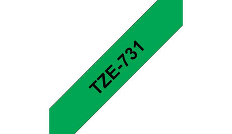 BROTHER 12mm Black on Green Laminated Tape - 8m (TZE-731)