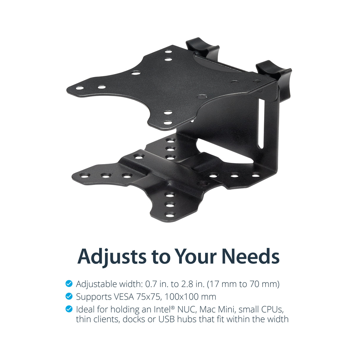 STARTECH Thin Client Mount - Mini PC VESA Mount - Adjustable .7 to 2.8" - Under Desk Computer Mount - Mac Mini Monitor Mount (ACCSMNT) (ACCSMNT)
