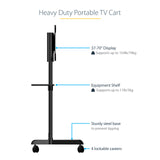STARTECH Mobile TV Cart - Portable Rolling TV Stand for 37-70" VESA Display (154lb|70kg) - TV Stand w|Shelf & Storage Compartment - Rotate|Tilt Display - Universal TV Mount on Wheels (MBLTVSTNDEC) (MBLTVSTNDEC)