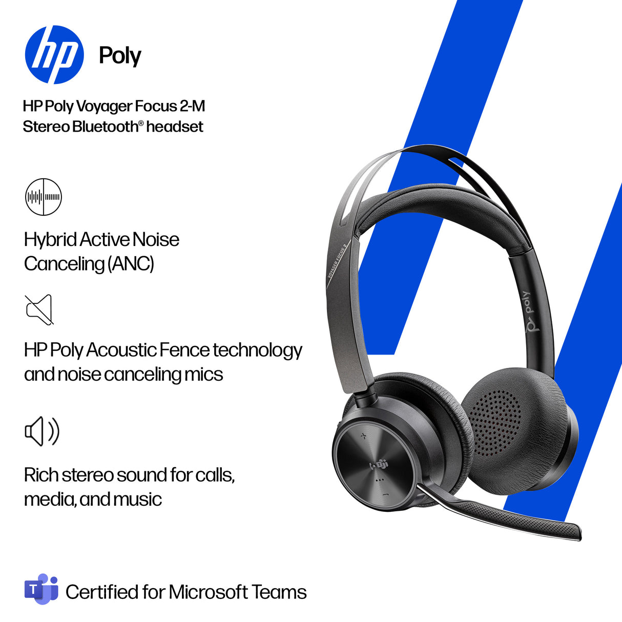 HP POLY VOYAGER FOCUS 2 – Wired USB-C / Office / Over-Ear Headset
