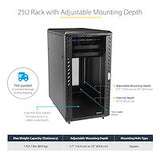 STARTECH 4-Post 25U Server Rack Cabinet | 19" Data Rack Cabinet for IT | Network Equipment | with Adjustable Mounting Rails (RK2536BKF)
