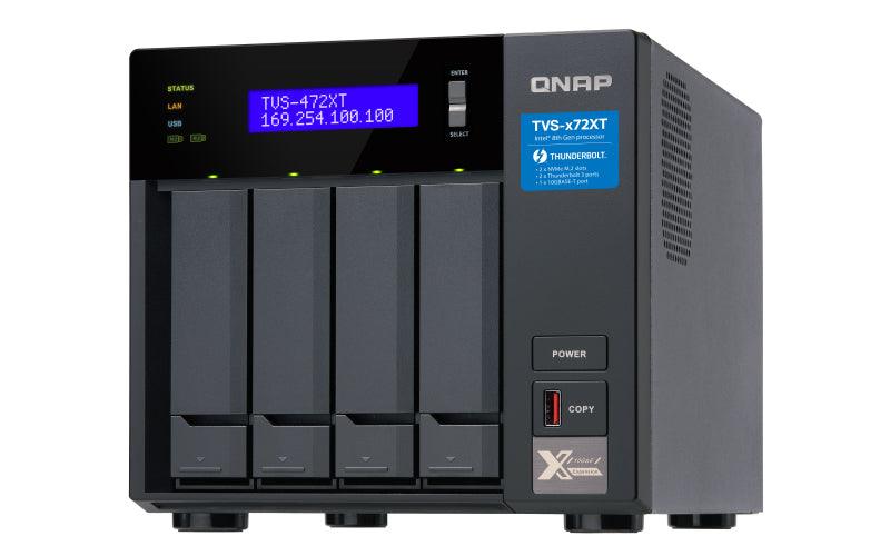 QNAP 4 x 3.5" | i3 | 4 GB SODIMM DDR4 | 5GB Flash | LCD | 250W | 100-240V | 5.4 kg (TVS-472XT-I3-4G)