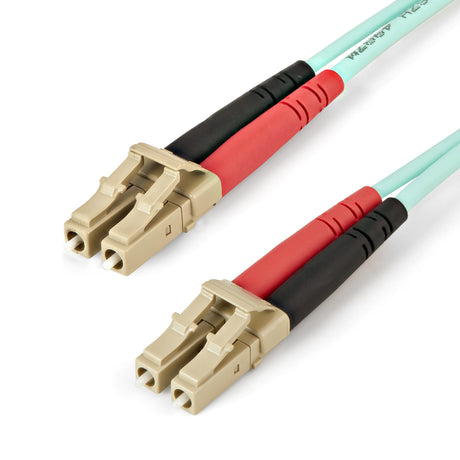STARTECH Aqua OM4 Duplex Multimode Fiber | 1m | 3 ft | 100 Gb | 50|125 | OM4 Fiber | LC to LC Fiber Patch Cable (450FBLCLC1)