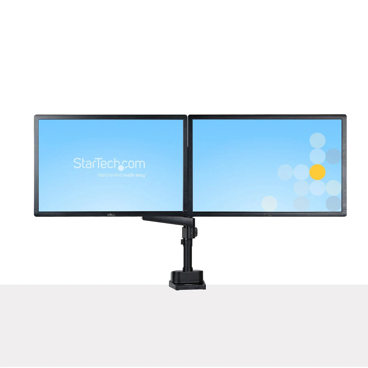 STARTECH Desk Mount Dual Monitor Arm - Full Motion Monitor Mount for 2x VESA Displays up to 32" (17lb|8kg) - Vertical Stackable Arms - Height Adjustable|Articulating - Clamp|Grommet (ARMDUALPIVOT)