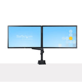 STARTECH Desk Mount Dual Monitor Arm - Full Motion Monitor Mount for 2x VESA Displays up to 32" (17lb|8kg) - Vertical Stackable Arms - Height Adjustable|Articulating - Clamp|Grommet (ARMDUALPIVOT)