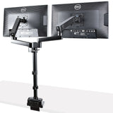 STARTECH Desk Mount Dual Monitor Arm - Full Motion Monitor Mount for 2x VESA Displays up to 32" (17lb|8kg) - Vertical Stackable Arms - Height Adjustable|Articulating - Clamp|Grommet (ARMDUALPIVOT)