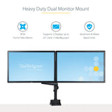STARTECH Desk Mount Dual Monitor Arm - Full Motion Monitor Mount for 2x VESA Displays up to 32" (17lb|8kg) - Vertical Stackable Arms - Height Adjustable|Articulating - Clamp|Grommet (ARMDUALPIVOT)