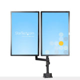 STARTECH Desk Mount Dual Monitor Arm - Full Motion Monitor Mount for 2x VESA Displays up to 32" (17lb|8kg) - Vertical Stackable Arms - Height Adjustable|Articulating - Clamp|Grommet (ARMDUALPIVOT)