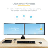 STARTECH Desk Mount Dual Monitor Arm - Full Motion Monitor Mount for 2x VESA Displays up to 32" (17lb|8kg) - Vertical Stackable Arms - Height Adjustable|Articulating - Clamp|Grommet (ARMDUALPIVOT)