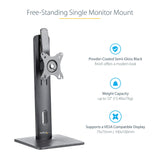STARTECH Free Standing Single Monitor Mount - Height Adjustable Monitor Stand - For VESA Mount Displays up to 32" (15lb|7kg) - Ergonomic Monitor Stand for Desk - Tilt|Swivel|Rotate (FPPNEUSTND) (FPPNEUSTND)
