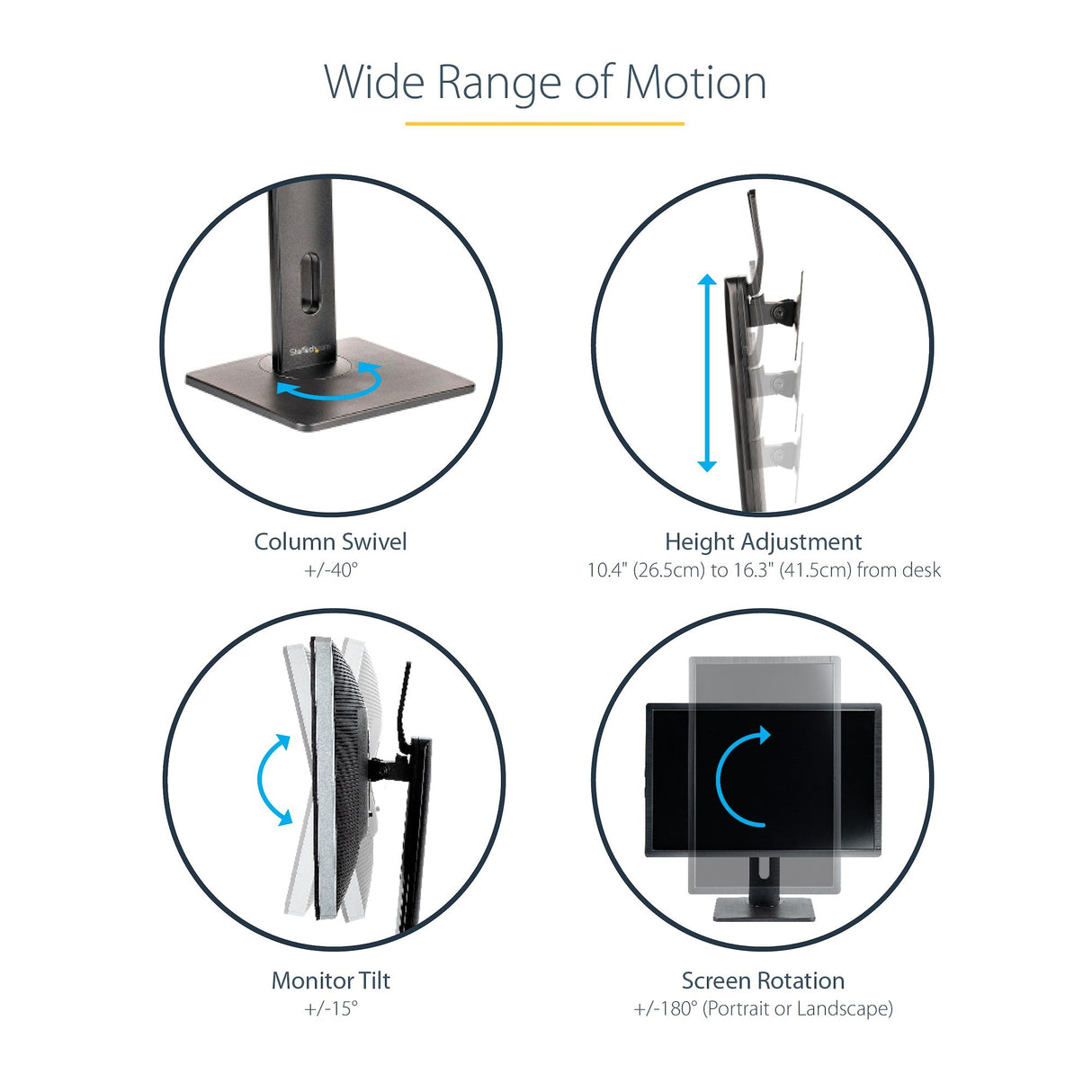 STARTECH Free Standing Single Monitor Mount - Height Adjustable Monitor Stand - For VESA Mount Displays up to 32" (15lb|7kg) - Ergonomic Monitor Stand for Desk - Tilt|Swivel|Rotate (FPPNEUSTND) (FPPNEUSTND)
