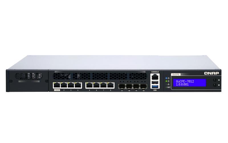 QNAP 1U | Intel Xeon D-2166NT (12x 2GHz) | 64GB DDR4 2666 MHz | 2x 2.5" SATA | 4x 10GbE SFP+ | 8x RJ-45 (QUCPE-7012-D2166NT-64G)
