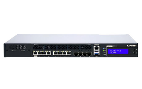 QNAP 1U | Intel Xeon D-2166NT (12x 2GHz) | 64GB DDR4 2666 MHz | 2x 2.5" SATA | 4x 10GbE SFP+ | 8x RJ-45 (QUCPE-7012-D2166NT-64G)